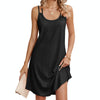 Women Summer Round Neck Halter Loose Sleeveless Dress, Size: S(Black)