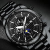 FNGEEN 5800 Men Three Eyes and Six Pins Watch Student Quartz Watch(Black Steel Black Surface)
