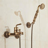 Full Copper Retro Bathroom Luxury Hot and Cold Shower Set