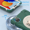 For Xiaomi Redmi Pad SE 8.7 Rotatable Holder Silicone Hybrid PC Tablet Case with Shoulder Strap(Emreald Green)