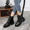 Round Head Low-profile Women Ankle Boots, Shoes Size:38(Black)