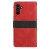 For Samsung Galaxy S25+ 5G Grid Stitching Leather Phone Case with Lanyard(Red)