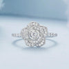 BSR449-6 S925 Sterling Silver White Gold Plated Zircon Rose Ring Hand Decoration