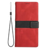 For Samsung Galaxy A56 5G Grid Stitching Leather Phone Case with Lanyard(Red)