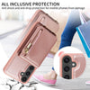 For Samsung Galaxy S24 FE 5G Crossbody Lanyard Zipper Wallet Leather Phone Case(Rose Gold)