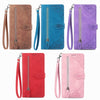 For Samsung Galaxy S25 Edge 5G Embossed Flower Zipper Leather Phone Case(Brown)