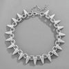 NL110 Spiked Thorns Studded With Diamonds Hip-Hop Cuban Necklace, Size: 45cm (Silver)