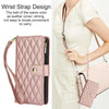 For Samsung Galaxy A56 5G YM016 Rhombic Zipper Card Wallet Leather Phone Case with Lanyard(Rose Gold)