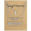 3 In 1 12 Zodiac Signs Necklace Set Retro Alphabet Symbols With Diamonds Jewelry Set, Style: Sagittarius Silver