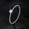 S925 Sterling Silver Platinum Bead Hoop Moissanite Stacking Ring, Size: No.7(MSR046)