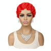 Ladies Short Hair Wig Retro Water Wave Curly Wig(Red #)