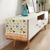 Home TV Cabinet Shoe Cabinet Chenille Polyester Tassel Tablecloth, Size: 35x200cm(Yellow-green Triangle)