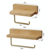 20cm Beech Wood Wall-Mounted Paper Towel Rack Bathroom Shelf Roll Tissue Holder