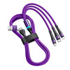ENKAY 6-in-1 5A USB + Type-C to Type-C / 8 Pin / Micro USB Multifunction Fast Charging Cable, Cable Length:1.3m(Purple)