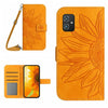 For Asus ZenFone 8 ZS590KS Skin Feel Sun Flower Pattern Flip Leather Phone Case with Lanyard(Yellow)