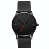 Men Simple Matte Leather Belt Quartz Watch(Black)