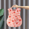 Children Summer Sleeveless Bibs Flowery Eating Reversible Clothes, Style: Peach(Size: 110)