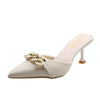 Baotou High-heeled Muller Slippers Women Outerwear Summer Stiletto Sandals, Size: 36(Beige)