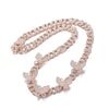 HPS0008 Box Buckle Butterfly Hip Hop Cuban Necklace, Size: 20 Inches (Rose Gold)