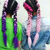Fashion Color Gradient Individual Braid Wigs Chemical Fiber Big Braids, Length: 60cm(50 Black+Purple+Rose Red)