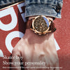 OLEVS 2872 Men Three Eyes Six Needles Chronograph Waterproof Quartz Watch(Coffee + Rose Gold)