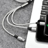 2 PCS ZZ034 USB To 8 Pin + USB-C / Type-C + Micro USB 3 In 1 Fast Charging Cable, Style: Mini-Silver