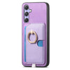 For Samsung Galaxy M34 / F34 5G Retro Cross Leather Ring Side Insert Card Bag MagSafe Phone Case(Purple)