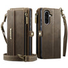 For Samsung Galaxy A56 5G CaseMe C39 RFID Blocking Zipper Wallet Leather Phone Case with Crossbody Strap(Coffee)