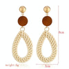 E2002-9 Coffee Water Drop Bamboo Vine Handmade Woven Earrings Bosomia Style Earrings
