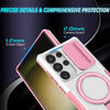 For Samsung Galaxy S24 Ultra 5G Sliding Camshield MagSafe Holder TPU Hybrid PC Phone Case(Pink White)
