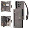 For Samsung Galaxy S25 Ultra 5G Rivet Buckle 9 Cards Three Fold Leather Phone Case(Grey)