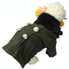Deep Green Woollen Dog Coat with Fur Collar, Size S
