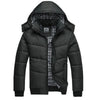 Men Winter Jacket Casual Slim Cotton With Hooded Parkas, Size:L (Black)