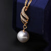 Set Jewelry (1 Pair Earrings and 1 PCS Necklace Included) Chic  Pearl and Rhinestone Pendant Necklace and Earrings