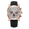 Ochstin 5052B Multifunctional Business Waterproof Leather Strap Quartz Watch(Rose Gold+Black)