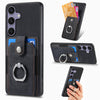For Samsung Galaxy S25 Ultra 5G Retro Skin-feel Ring Card Wallet Phone Case(Black)
