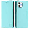 For iPhone 11 RC01 Dual-Folded Magnetic Suction RFID Leather Phone Case(Mint Green)