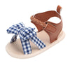 Bow Plaid Soft Weave Crib Anti-Slip Baby Girls Summer Shoes Anti-Slip Single Sandals, Size:11(Blue)
