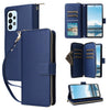 For Samsung Galaxy A23 5G Nine-card Slots Zipper Wallet Bag Leather Phone Case(Blue)