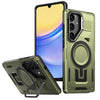 For Samsung Galaxy A15 Shield Hollow Frame Holder MagSafe Phone Case(Olive Green)