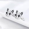 S925 Sterling Silver Animal Earrings Bulldog Plain Silver Earrings
