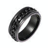 2 PCS Men Stainless Steel Embossed Turnable Chain Rings, Color: Black(8)