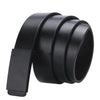 Dandali TT26 Men Fashion Black Flat Buckle Leather Belt Waistband, Length: 115cm