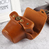 Oil Skin PU Leather Camera Full Body Case Bag with Strap for Olympus EM10 III(Brown)