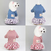 Blue Smiley Polka Dot Dog Dress, Size L | Breathable Cotton
