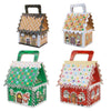 10pcs Christmas Candy Boxes Kraft Paper Christmas House Handbag Candy Boxes, Style: Large White Edge