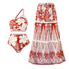 Retro Split Sexy One-Shoulder Swimsuit Chiffon Beach Skirt Swimsuit, Size: S(Red Suit)