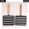 Cast Iron Grill Pan 4-Grid Non-Stick Sausage Grill Pan With Wood Handle(KC-04)