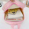 Kindergarten School Bag Plush Toy Children Cute Cartoon Backpack(With Hat Bunny Pink)