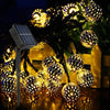 Ironwork Hollow Small Ball Outdoor LED Light String Garden Festival Decoration Light with Remote Control, Specification:Waterproof Battery Box 40 LEDs(Warm White)